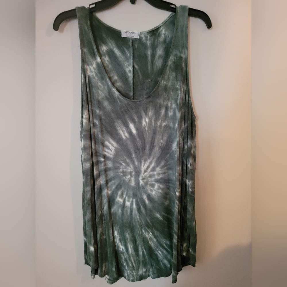 Zenana Green tie dye tank